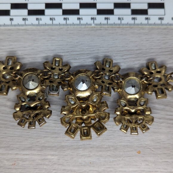 Vintage J Crew Signed Statement Bib Necklace Gold Tone Chain w/Lobster Claw - Picture 10 of 13